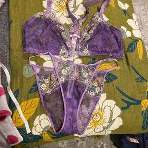 Savage X Fenty Purple Floral Lace Bra Set